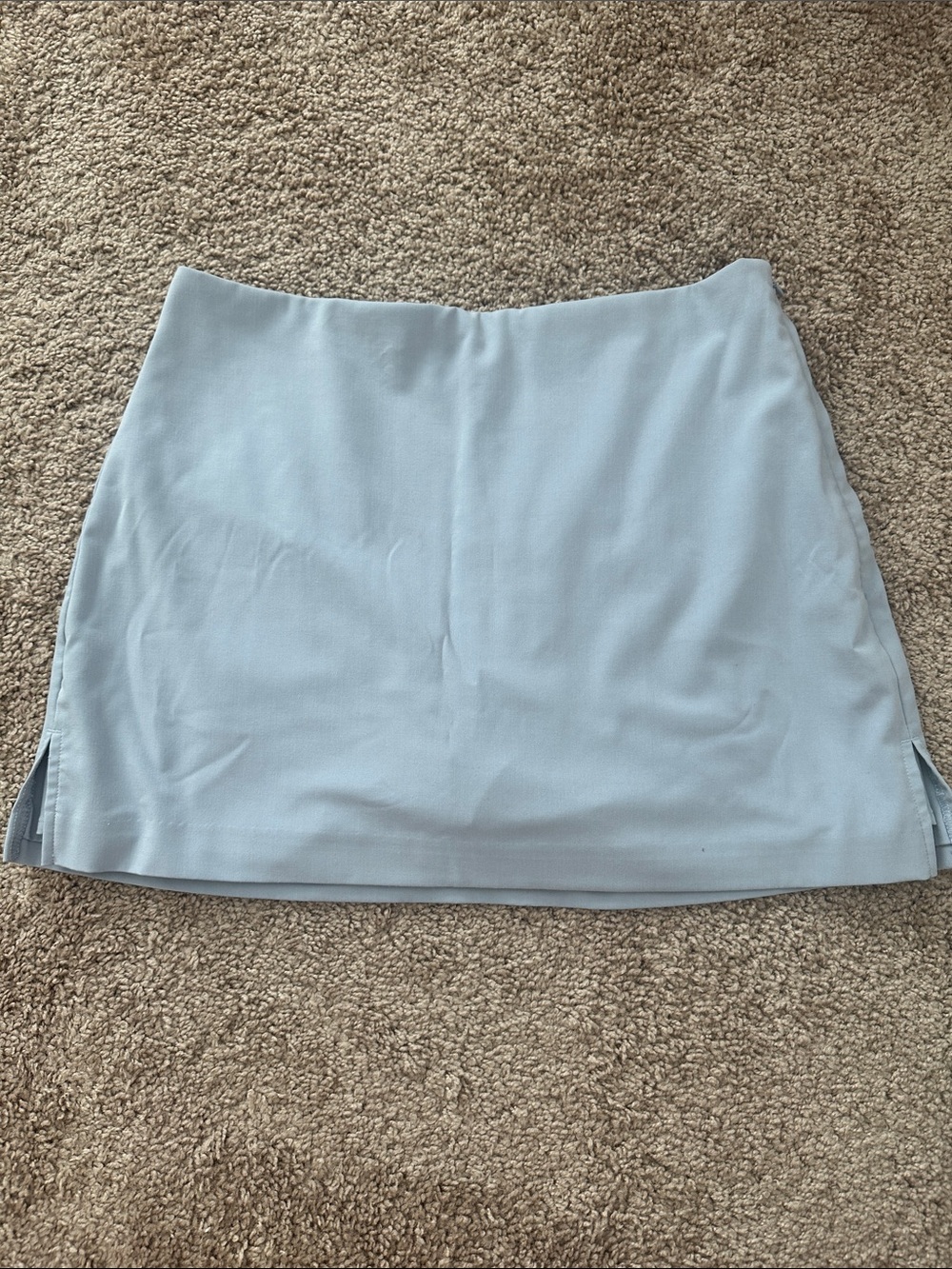 Express Light Blue Mini Skirt with Subtle Side Slits